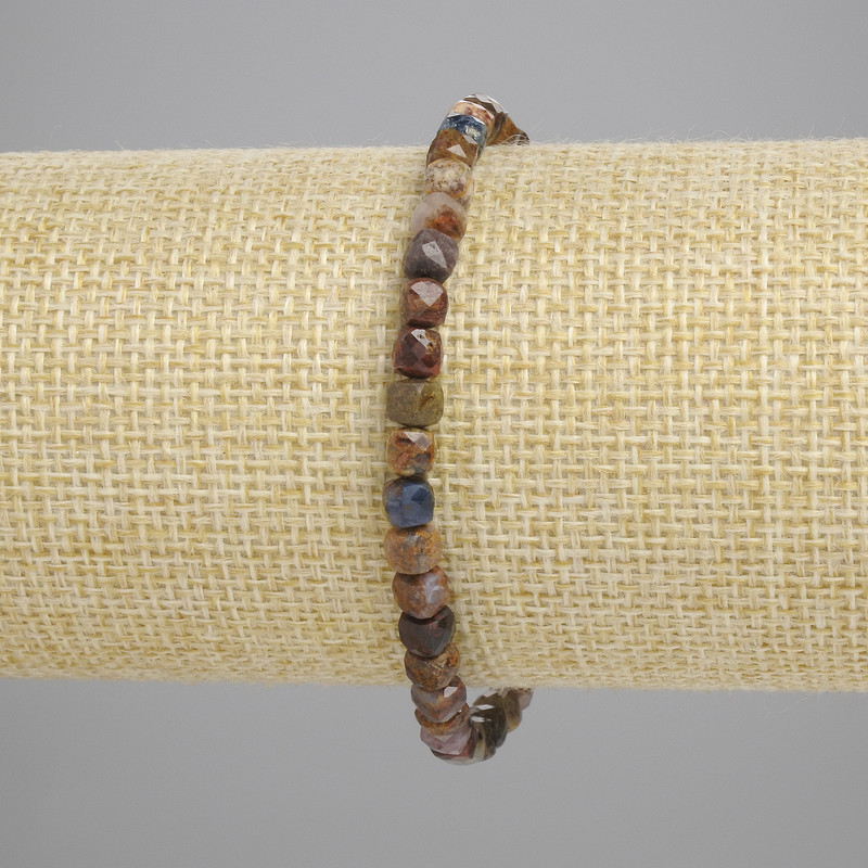 Pietersite Bracelet Faceted Cube 4x4mm+-, Length 18cm+- Stretch