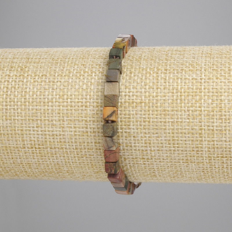 Picasso Jasper Bracelet Cube 4.5x4.5mm+-, Length 18cm+- Stretch