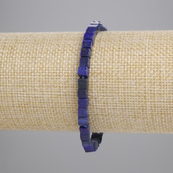 Lapis Lazuli Bracelet Cube 4.5x4.5mm+-, Length 18cm+- Stretch