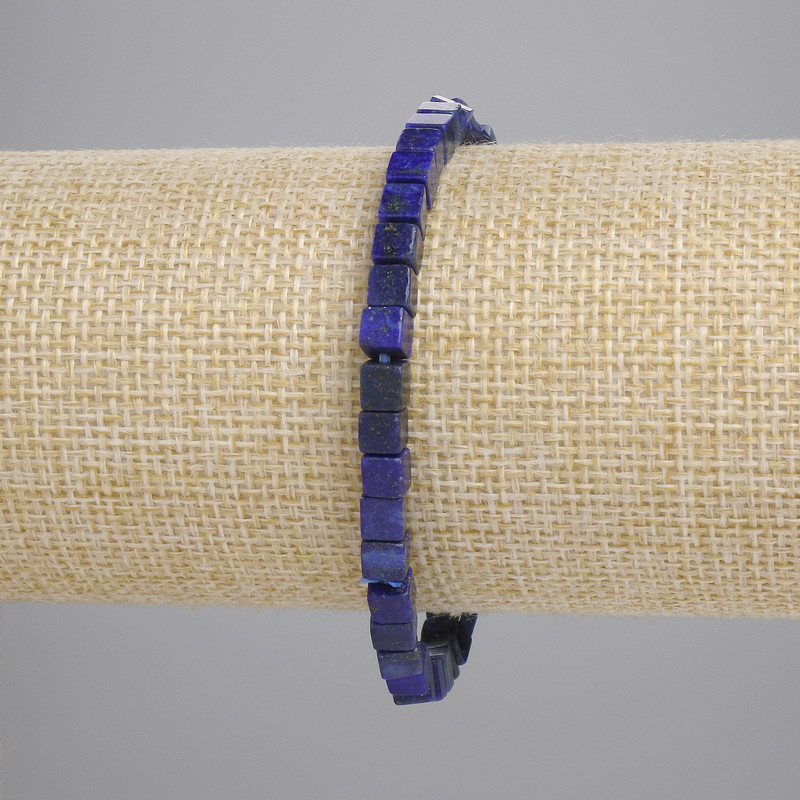 Lapis Lazuli Bracelet Cube 4.5x4.5mm+-, Length 18cm+- Stretch