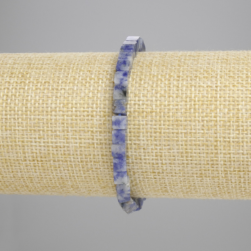 Sodalite Bracelet Cube 4.5x4.5mm+-, Length 18cm+- Stretch