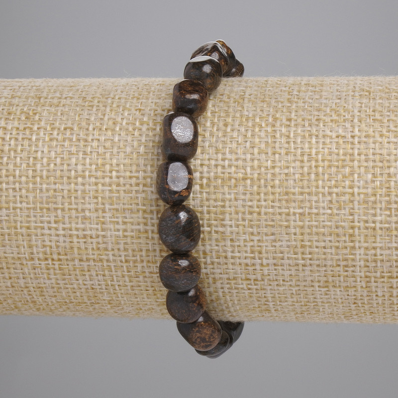 Bronzite Bracelet Tumbled Beads, Diameter 7-12x7-8mm+-, Length 18cm+- Stretch