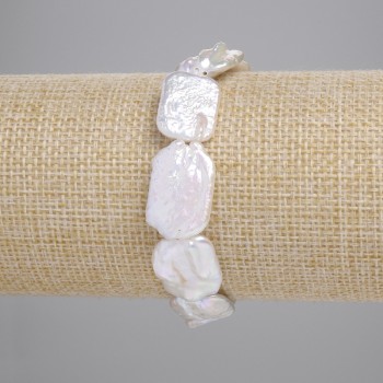 Baroque Pearl Bracelet, Petrol Tint, Diameter 18-21x13-14mm+-, Length 18cm+- (Stretch)