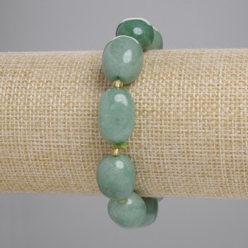 Bracelet Jade Tumbled, diameter 17-18x11.5-13mm+- seed beads 3mm+-, length 18cm+- stretch