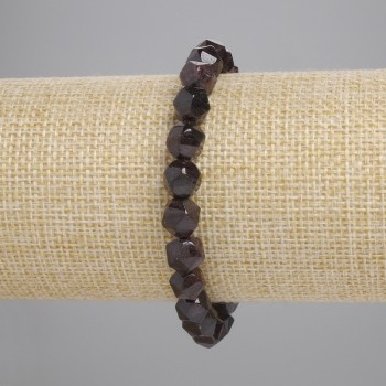 Bracelet Garnet Faceted Nuggets, diameter 7.5x7mm+-, length 18cm+- stretch