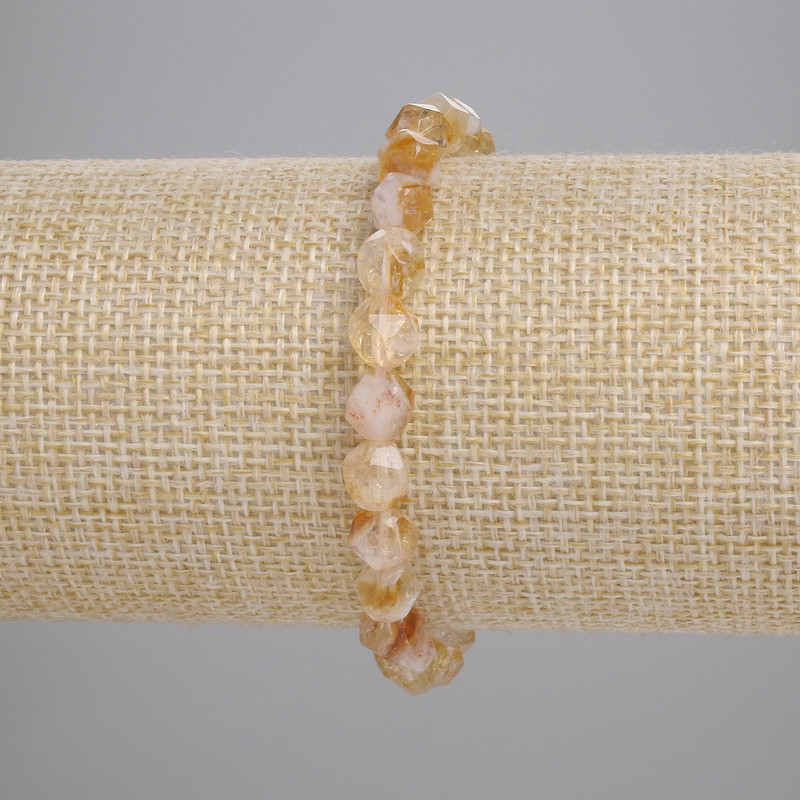 Citrine Bracelet, natural stone faceted beads, 7x6mm+/- diameter, 18cm+/- length (stretch)