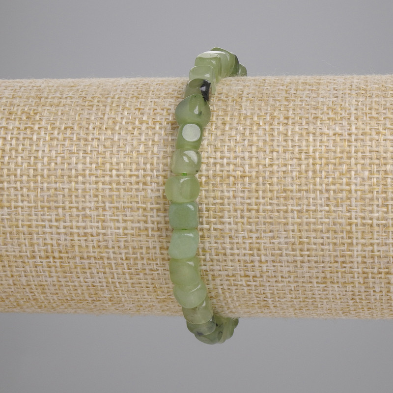 Prehnite Bracelet, cube beads, 5mm+/- diameter, 18cm+/- length, stretch