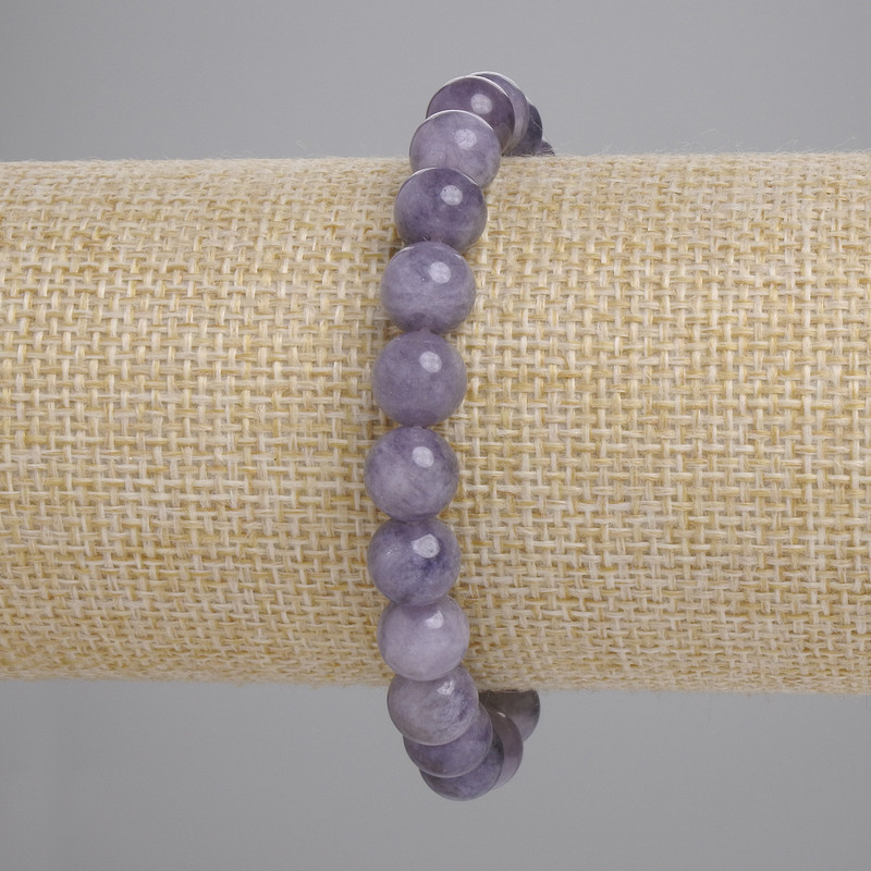Iolite Bracelet, Smooth Round Beads, Diameter 8mm+/-, Length 18cm+/- Stretch