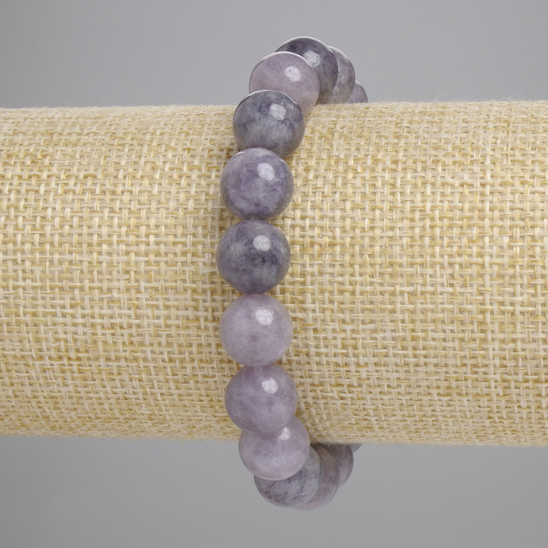 Iolite Bracelet, smooth round beads, 10mm+/- diameter, 18cm+/- length, stretch