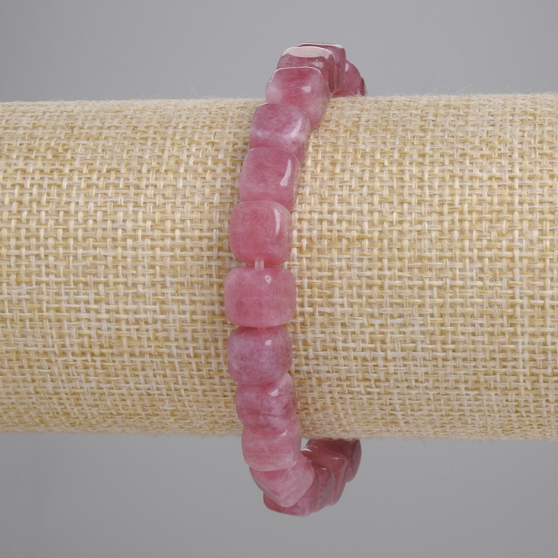 Tourmaline Bracelet, natural stone cube beads, 8mm+/- diameter, 18cm+/- length (stretch)