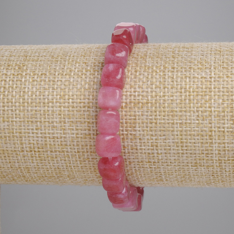 Tourmaline Bracelet, natural stone cube beads, 8mm+/- diameter, 18cm+/- length (stretch)