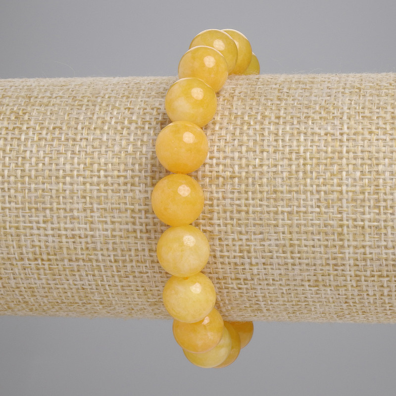 Citrine Bracelet, natural stone smooth round beads, 10mm+/- diameter, 18cm+/- length (stretch)