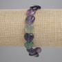 Fluorite Heart Bracelet, Natural Stone, Diameter 12mm+/-, Length 18cm+/- (Stretch)
