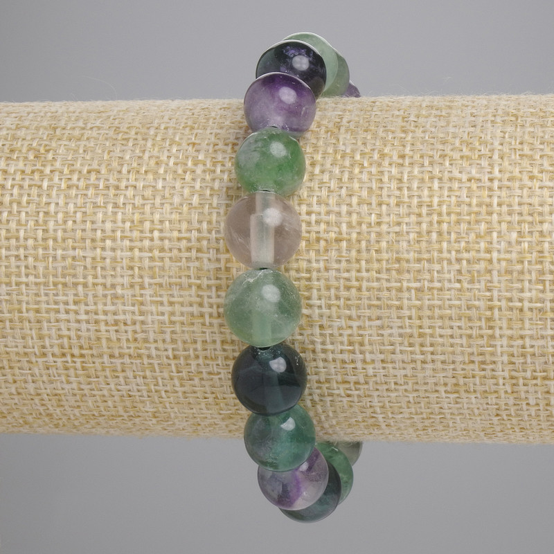 Fluorite Bracelet Natural Stone Smooth Bead, Diameter 10mm+-, Length 18cm+- (Stretch)