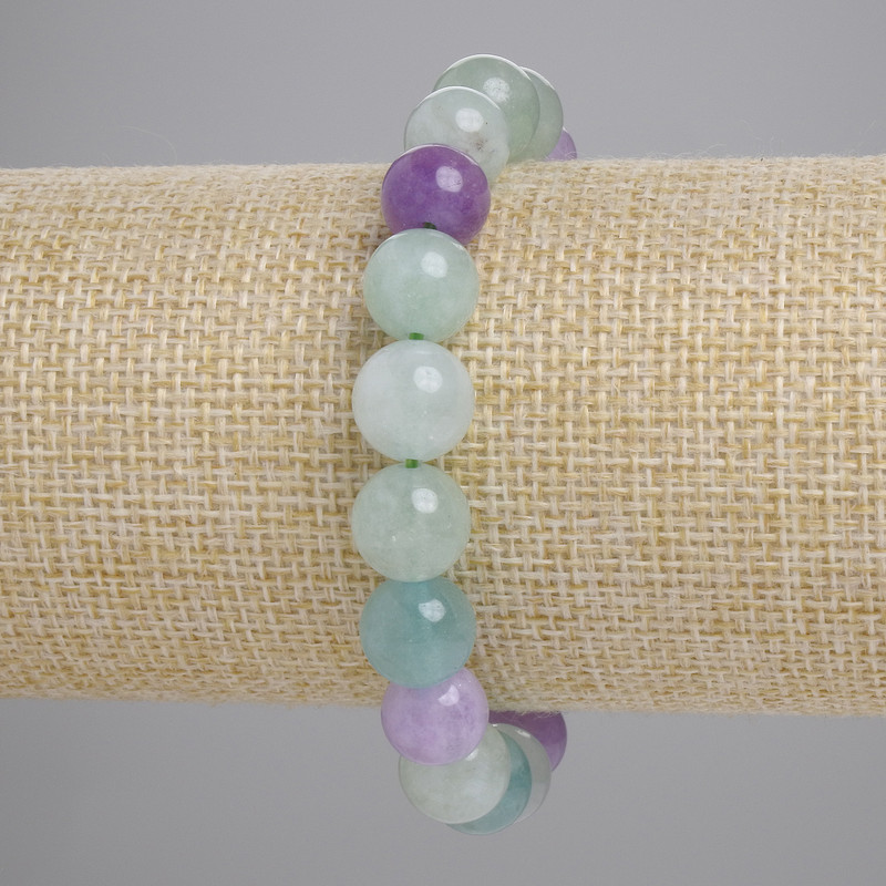 Fluorite Bracelet Natural Stone Smooth Bead, Diameter 10mm+-, Length 18cm+- (Stretch)
