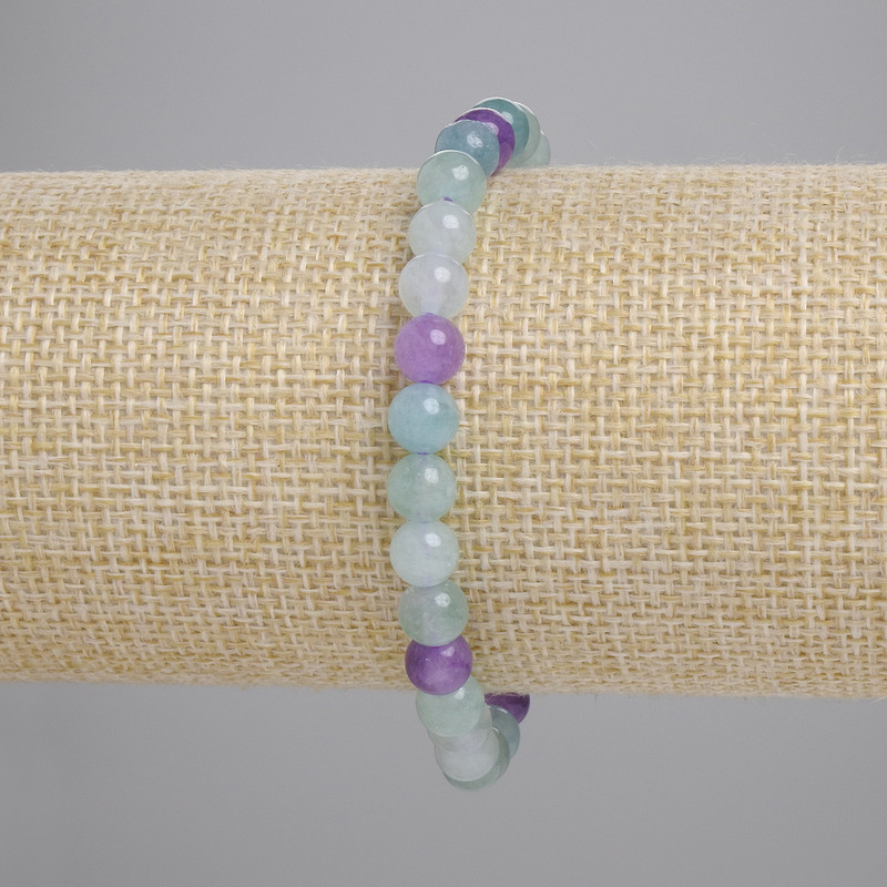 Fluorite Bracelet Natural Stone Smooth Bead, Diameter 6mm+-, Length 18cm+- (Stretch)