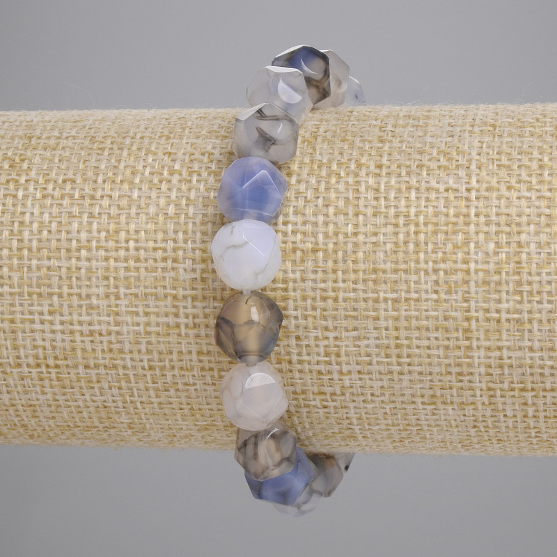 Agate Dragon Vein Bracelet Faceted Beads, Diameter 9.5x8.5mm+-, Length 18cm+- Stretch