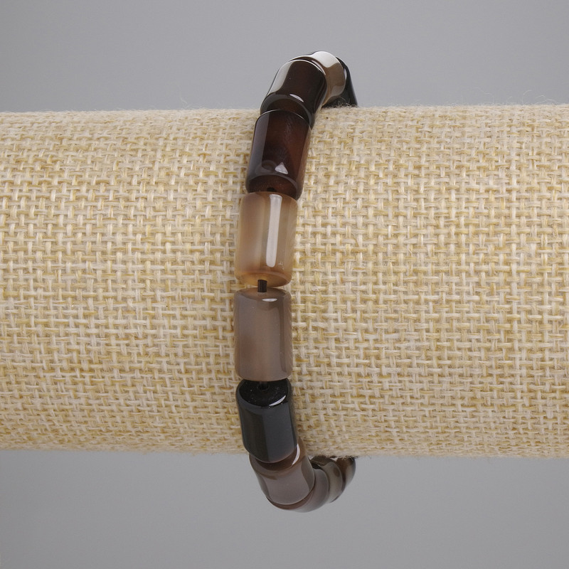 Agate Cylinder Bracelet, Diameter 11x8mm+-, Length 18cm+- Stretch