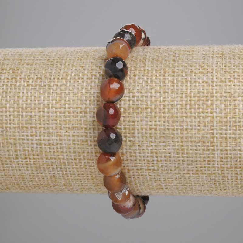 Clearance! Agate Bracelet Faceted Bead, Diameter 8mm+-, Length 18cm+- Stretch