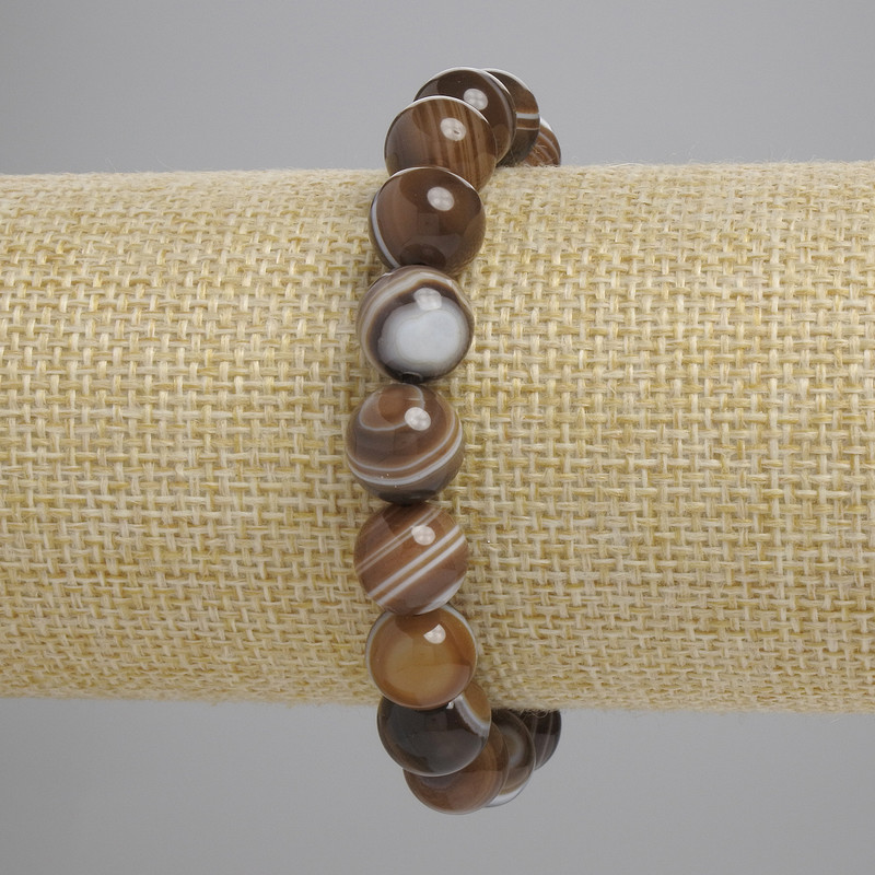 Agate Bracelet Smooth Bead, Diameter 10mm+-, Length 18cm+- Stretch