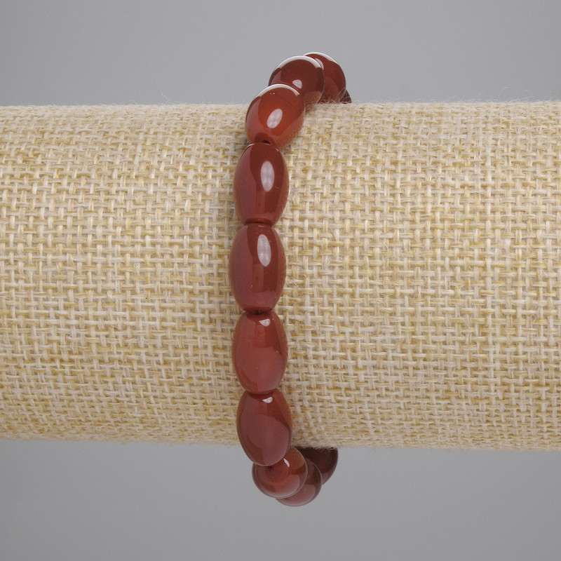 Carnelian Bracelet Smooth Grain Beads, Diameter 12x8mm+-, Length 18cm+- Stretch
