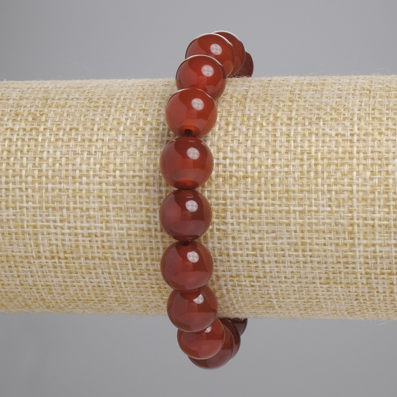 Carnelian Bracelet, smooth round beads, diameter 10mm+/-, length 18cm+/- stretch