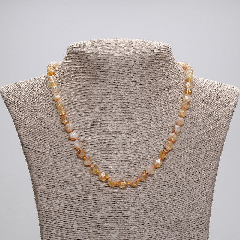 Citrine Necklace, faceted beads, diameter 7x6mm+/-, length 45cm+/- with clasp