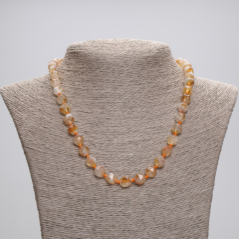 Citrine Necklace, faceted beads, diameter 8x7mm+/-, length 45cm+/- with clasp