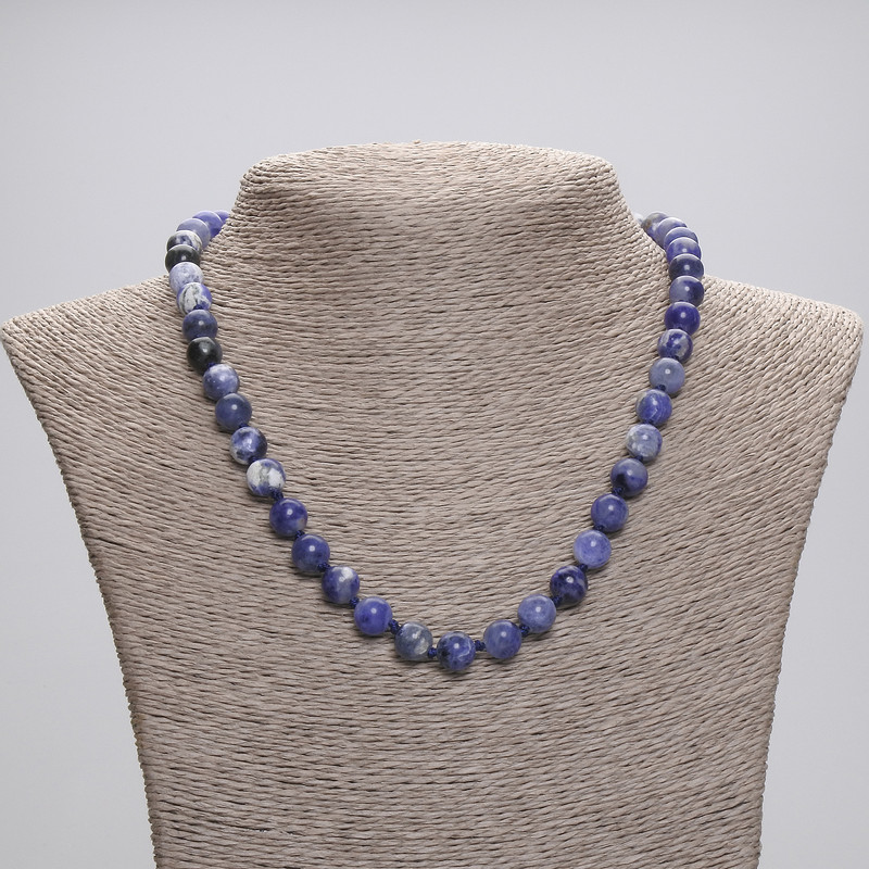 Sodalite Necklace, Smooth Round Beads, Diameter 8mm+-, Length 45cm+- with Clasp