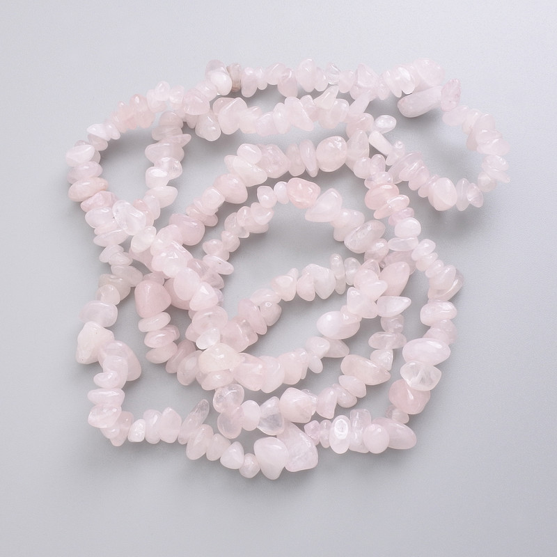 Rose Quartz Beads, Natural Stone Chips on Fishing Line, Diameter 6.5-13.5x3-7mm+/-, Length 76cm+