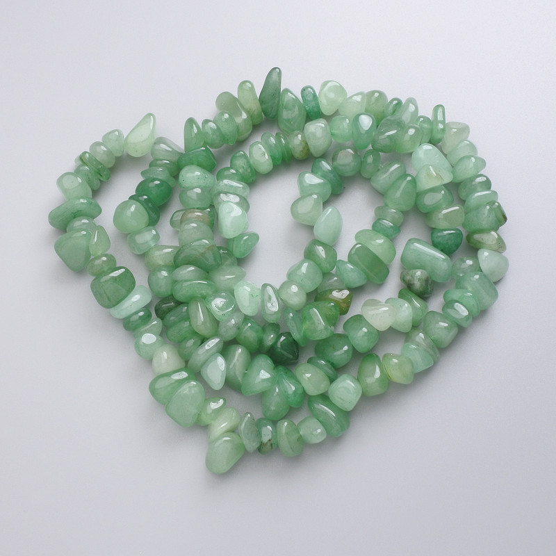 Jade Beads, Natural Stone Chips on Fishing Line, Diameter 8.5-14x3.5-7.5mm+/-, Length 80cm+