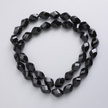 Czech Crystal Beads on Fishing Line, Black Matte Faceted Diamond, Diameter 11x7.5mm+/-, Length 44cm+