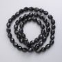Czech Crystal Beads on Fishing Line, Black Matte Faceted Grain, Diameter 9.5x8mm+/-, Length 56cm+