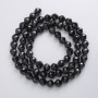 Czech Crystal Beads on thread, black matte faceted ball, diameter 7mm +/-, length 49cm +