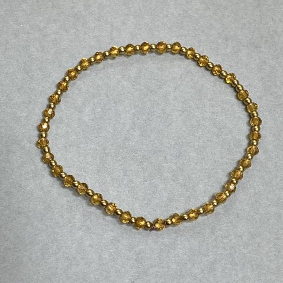 Bracelet Czech Crystal Faceted Rondelle 3.5x2.5mm+/- Haematite Ball 2mm+/-, length 18cm+/- stretch