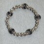 Bracelet Smooth Lava Ball, diameter 10mm+/- with Metal Inserts, length 18cm+/- stretch
