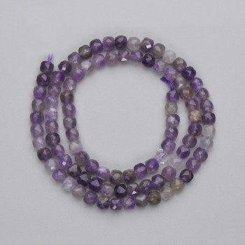 Amethyst Beads Faceted Cube, diameter 4x4mm+/- on thread, length 39cm+