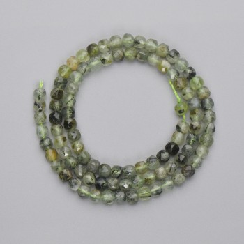 Prehnite Beads Faceted Cube, diameter 4x4mm+/- on thread, length 38cm+
