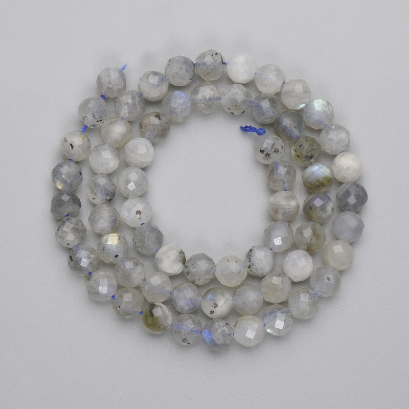 Labradorite Beads Faceted Round, diameter 6mm+/- on a thread, length 38cm+