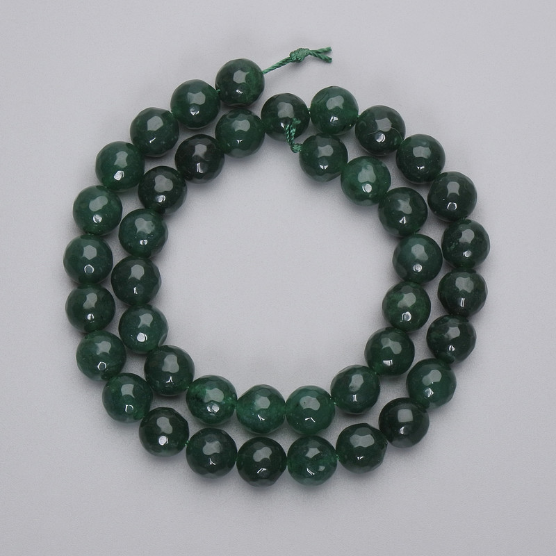 Jadeite Beads Faceted Round, diameter 9mm+/- on a thread, length 38cm+