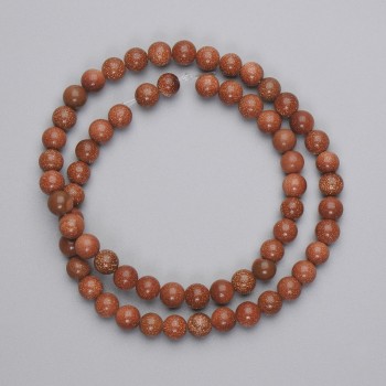Aventurine 'Golden Sand' Beads Smooth Round, diameter 6mm+/- on fishing line, length 37cm+