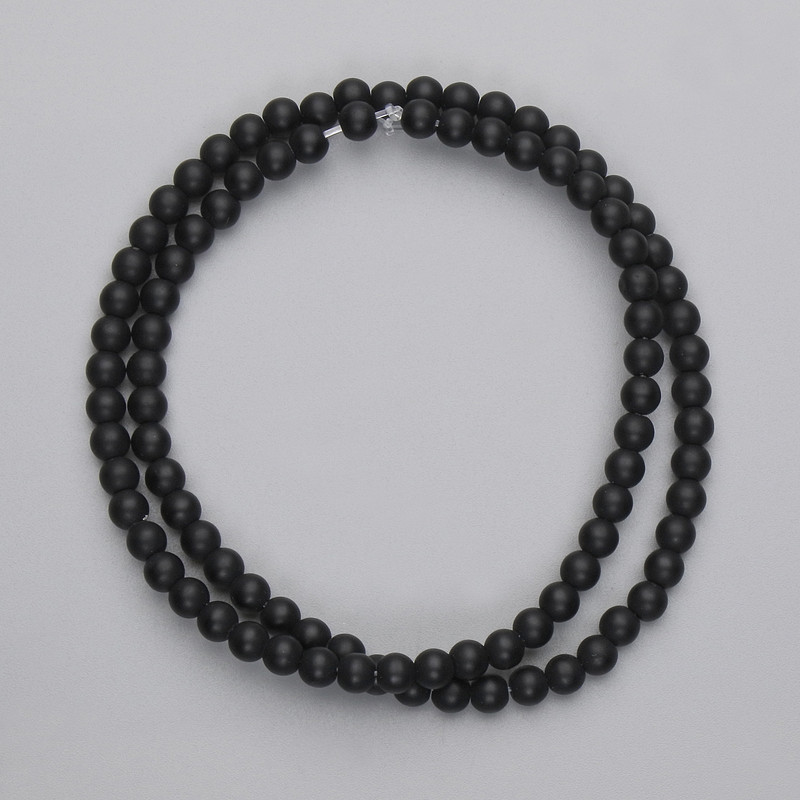 Shungite Beads Smooth Round, diameter 4mm+/- on fishing line, length 38cm+