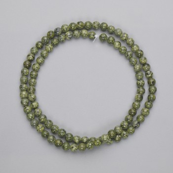 Serpentine Beads Smooth Round, diameter 4.5mm+/- on fishing line, length 39cm+
