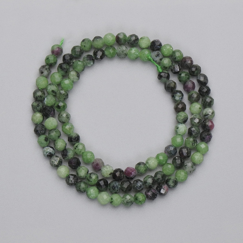 Zoisite Beads Faceted Round, diameter 3.5mm+/- on a thread, length 38cm+