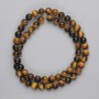 Tiger's Eye Beads, smooth round, diameter 6mm+/- on fishing line, length 38cm+
