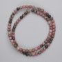 Rhodonite Beads, Smooth Round, Diameter 4-5mm +/-, on Fishing Line, Length 38cm+
