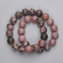 Rhodonite Beads, Smooth Round, Diameter 12.5mm +/-, on Fishing Line, Length 37cm+