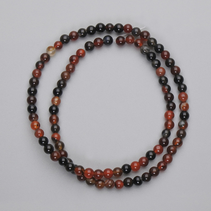 Agate Beads, Smooth Round, Diameter 4mm +/-, on Fishing Line, Length 38cm+