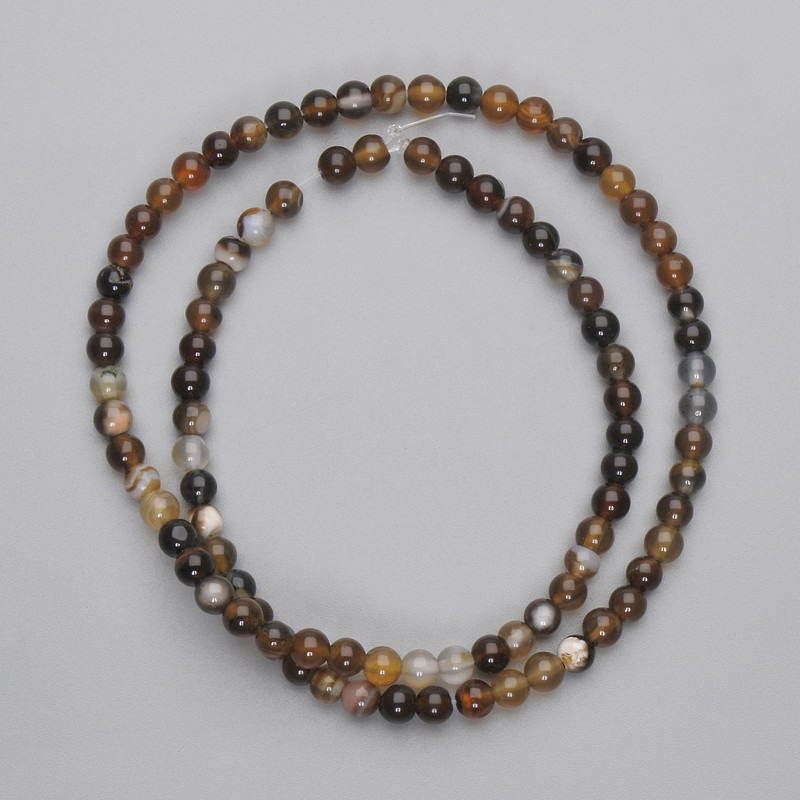 Agate Beads, Smooth Round, Diameter 4mm +/-, on Fishing Line, Length 38cm+