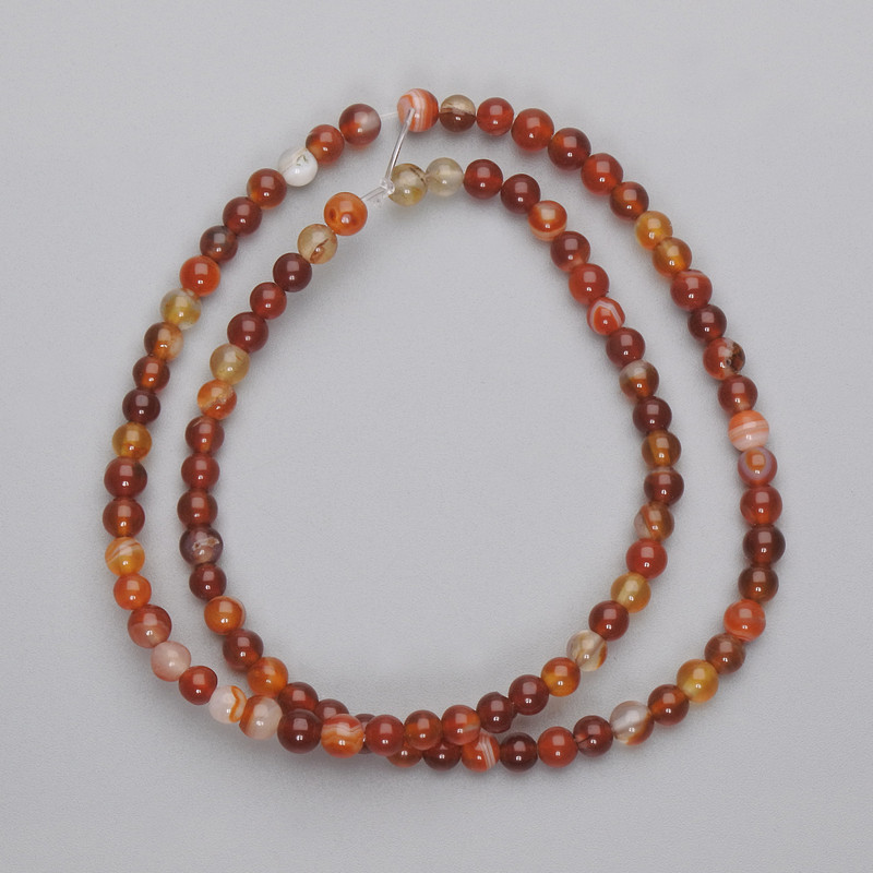 Agate Beads Smooth Ball, Diameter 4mm +/- on Fishing Line, Length 36cm+